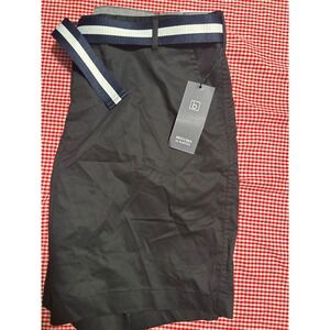 Britches by Samtex Mens Black Stretch Fabric Shorts Varsity Stripe Belt Size 40